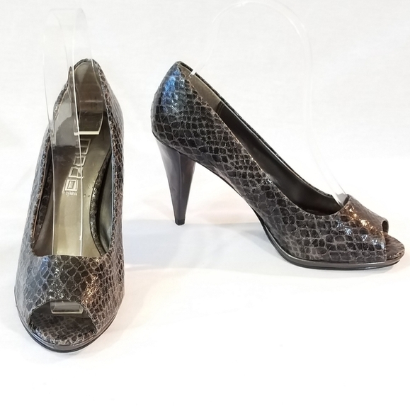 MODA Spana Snake-Look Leather Peep-Toe Heels - Picture 3 of 7